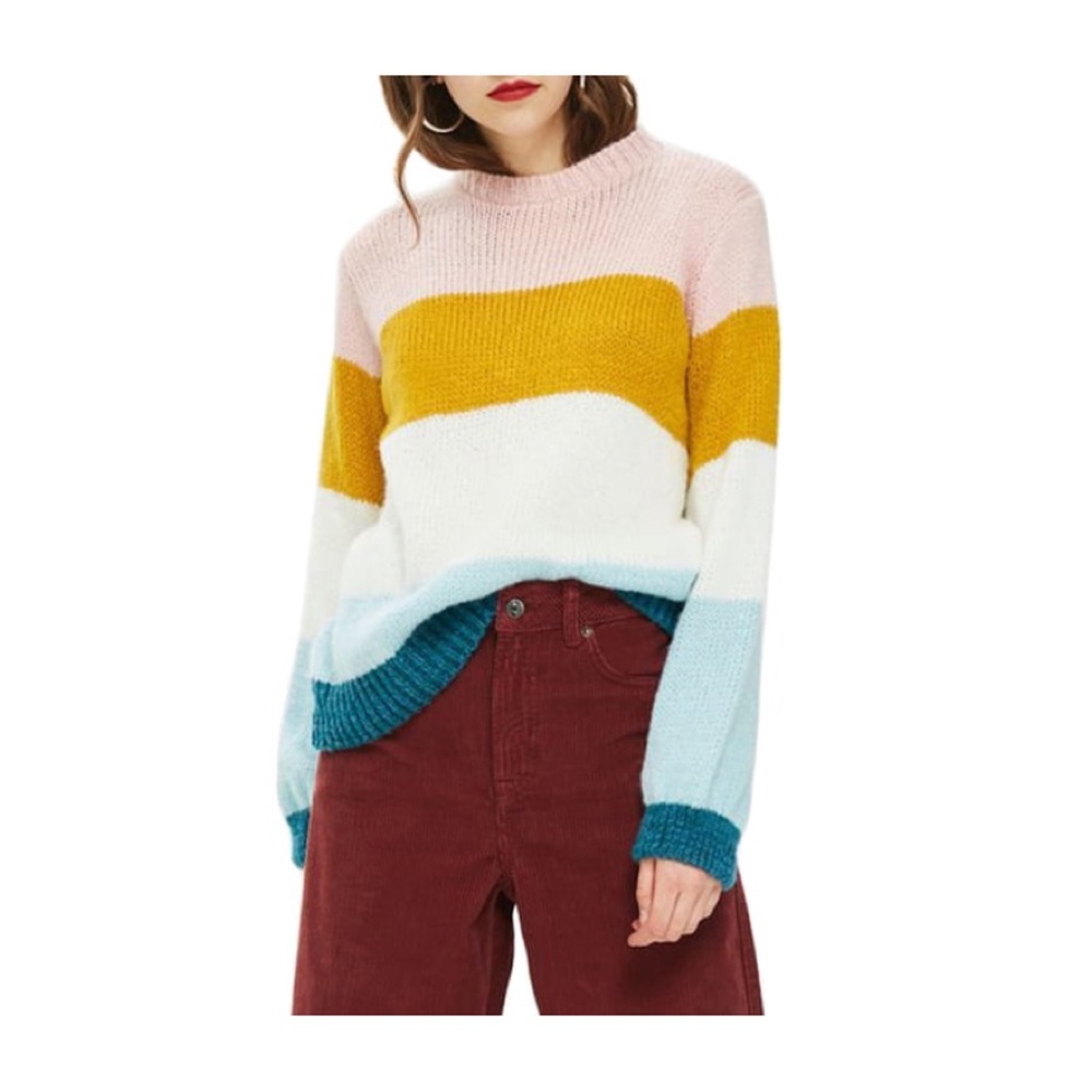 [Topshop] Colorblock Knit Pullover